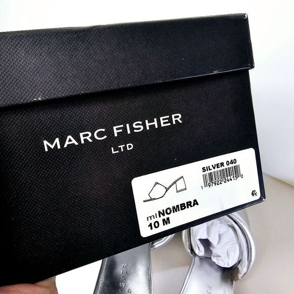 NWT Marc Fisher Nombra Silver Leather Mule Slides Size 10 - Picture 9 of 10
